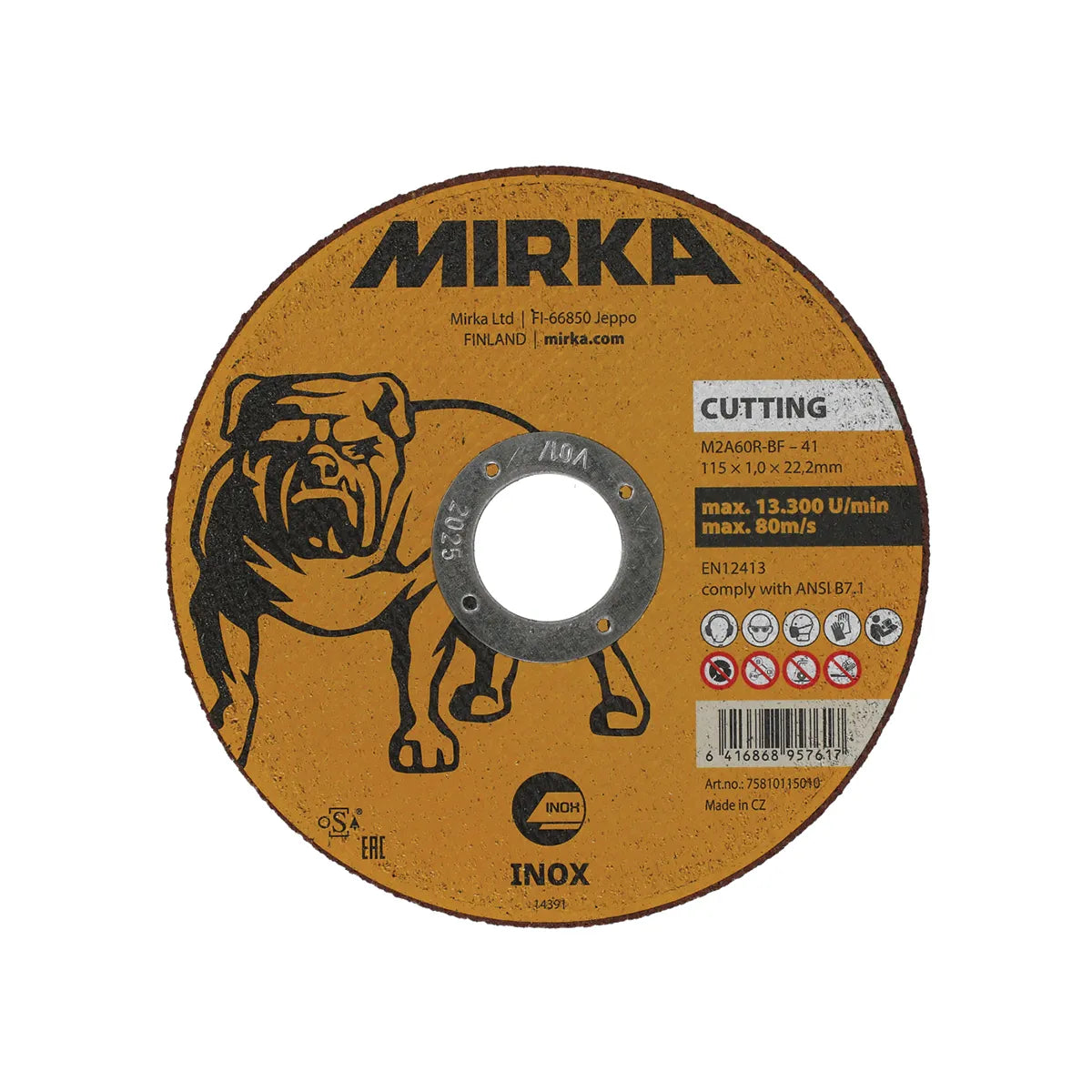 Mirka Slitting/Cutting Disc Inox, 4½" 115mm x 22mm x 1mm