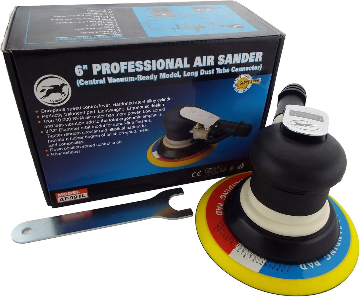 Hymair 6"/150mm DA Air Palm Sander, Dust Extraction