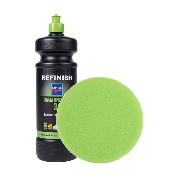 Cartec Diamond Cut 3000 Compound, 1L + Green Rotary Pad, 150mm