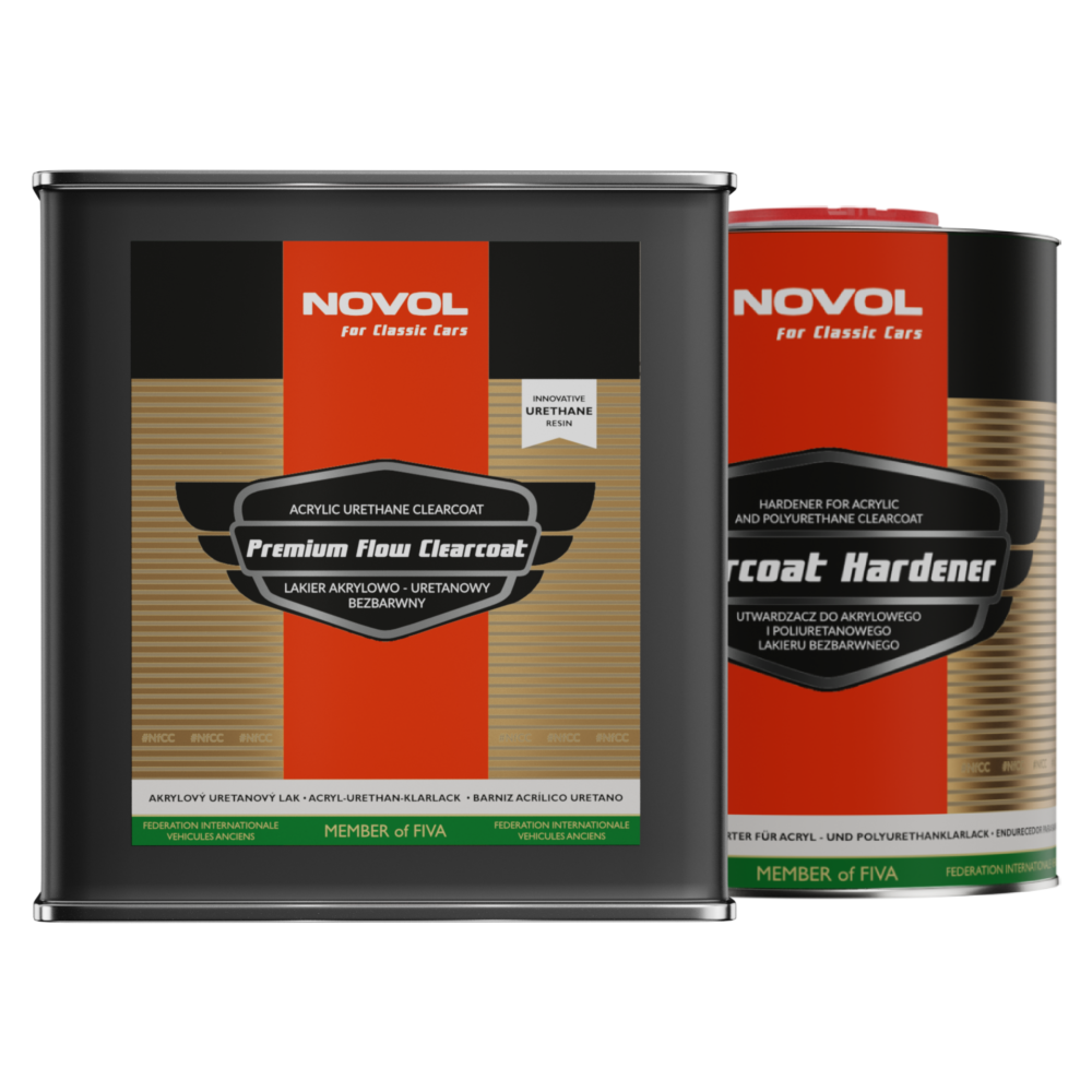 NOVOL Classic Car PREMIUM FLOW CLEARCOAT Lacquer + Hardener, 3.34L Kit