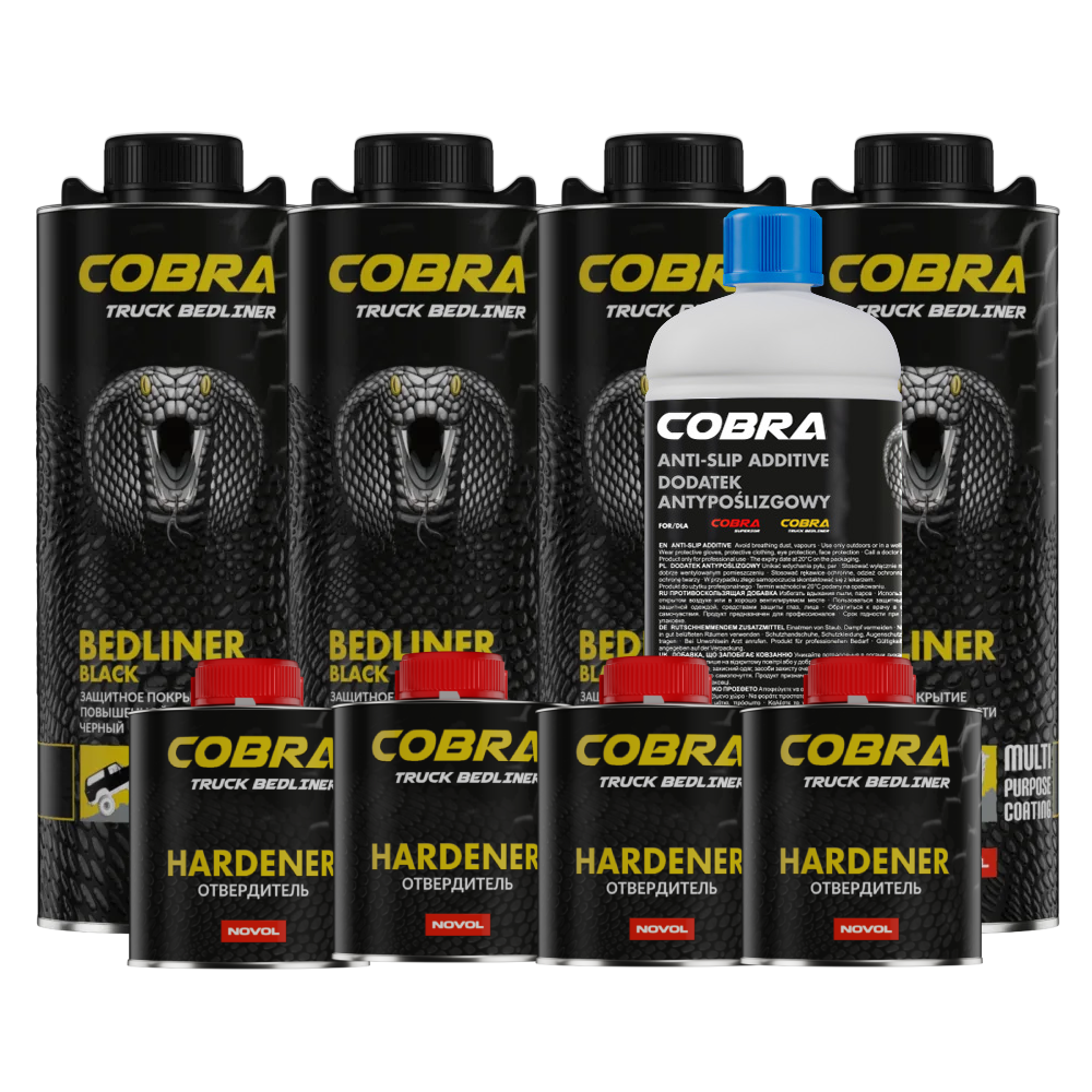 NOVOL COBRA BEDLINER + Hardener + Anti-Slip, 3.6L Kit