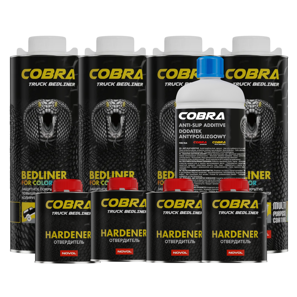 NOVOL COBRA BEDLINER + Hardener + Anti-Slip, 3.6L Kit
