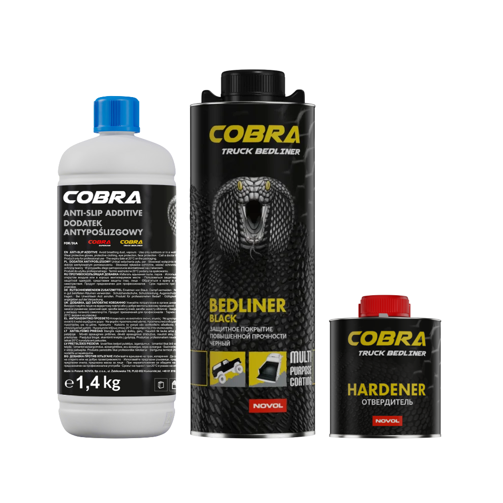 NOVOL COBRA BEDLINER + Hardener + Anti-Slip, 900ml Kit