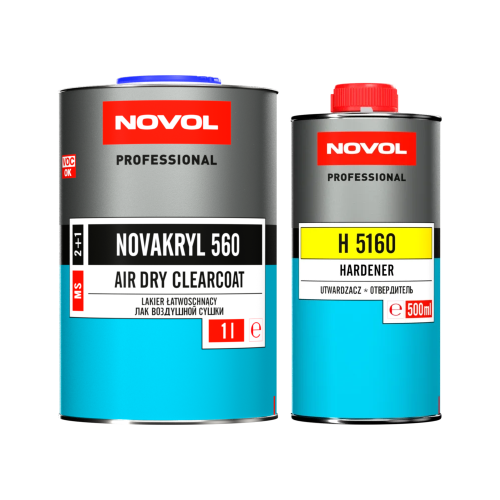 NOVOL NOVAKRYL 560 Air Dry Clearcoat Lacquer + Hardener, 1.5L Kit
