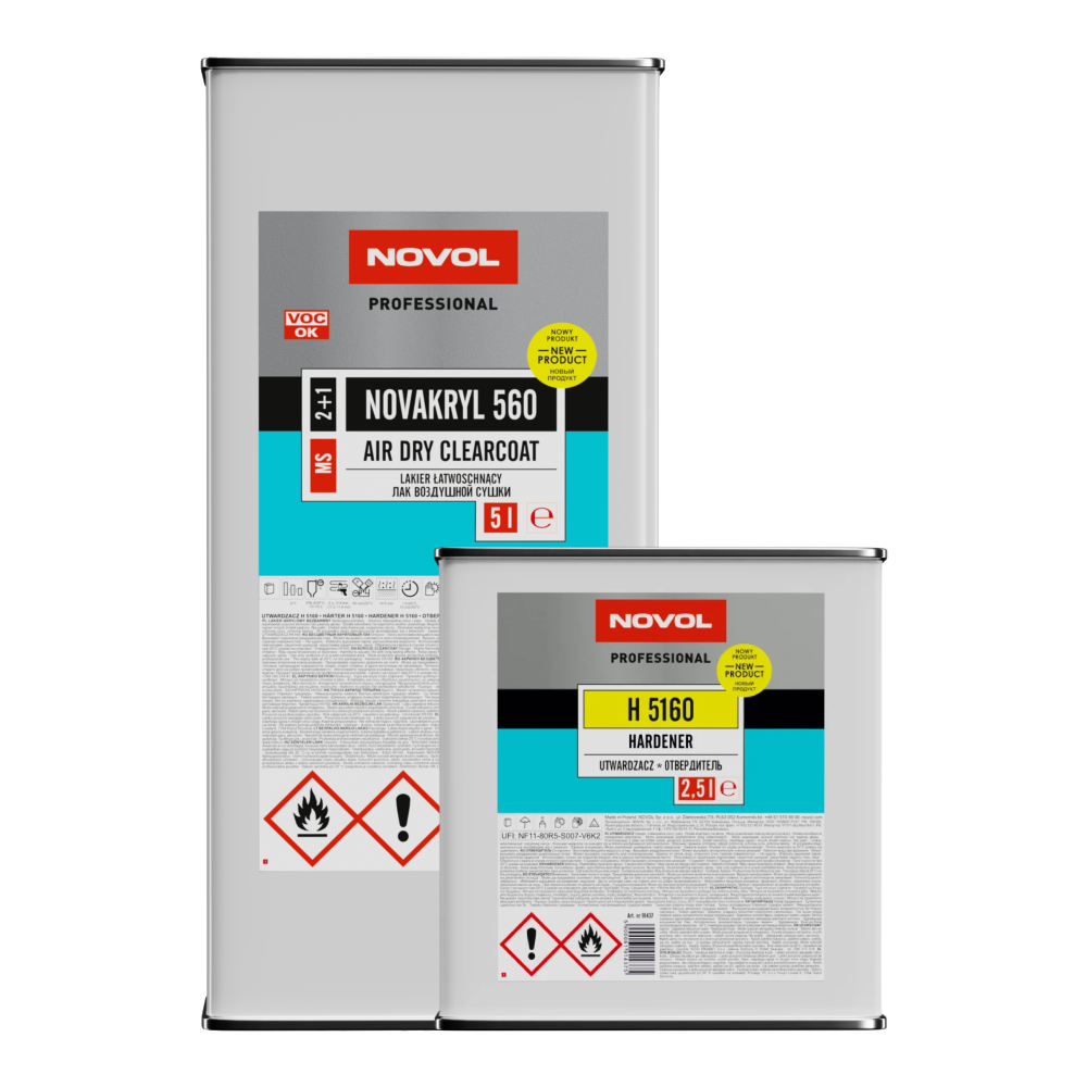 NOVOL NOVAKRYL 560 Air Dry Clearcoat Lacquer + Hardener, 7.5L Kit