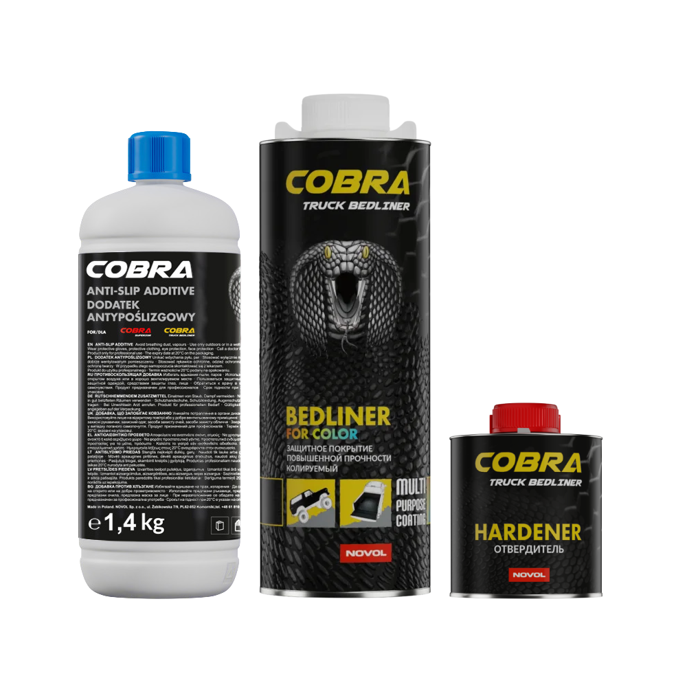 NOVOL COBRA BEDLINER + Hardener + Anti-Slip, 900ml Kit